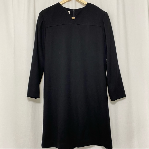Evan Picone Solid Black Wool Midi Dress Long Sleeves size 12